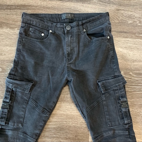 THRT Men’s Distressed Black Skinny Jeans 32Wx31L - Picture 3 of 11